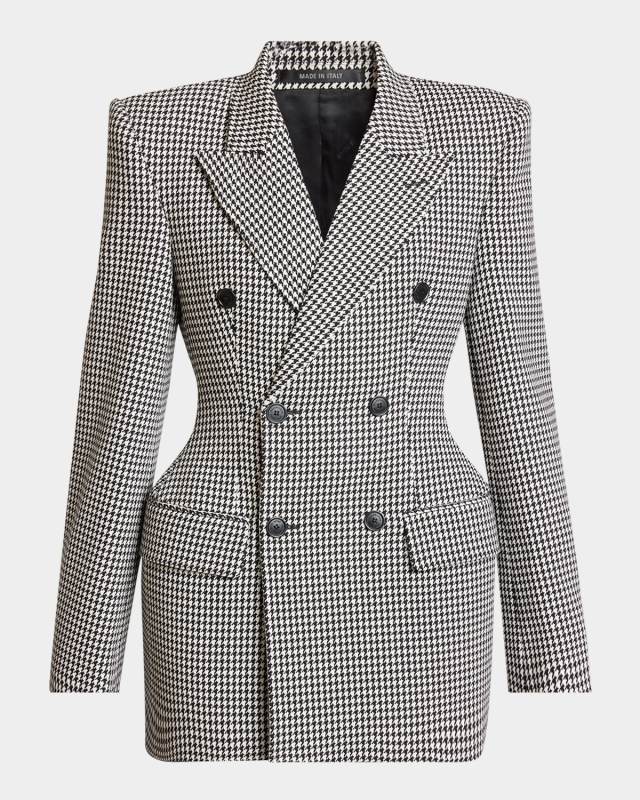 Houndstooth Double-Breasted Hourglass Jacket